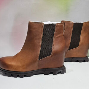 Sorel Women's Joan of Arctic Wedge III Chelsea Size 10.5 Hazelnet BlackBrown NWT